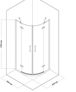 Duschkabine PALITRA NERO 80x80 cm, Zeichnung