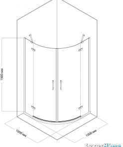 Duschkabine PALITRA NERO 100x100 cm, Zeichnung