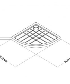 Duschtasse Viertelkreis 80x80 cm, Zeichnung