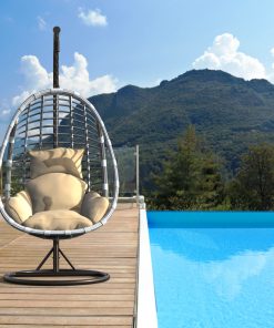 Hängesessel aus Polyrattan mit Gestell