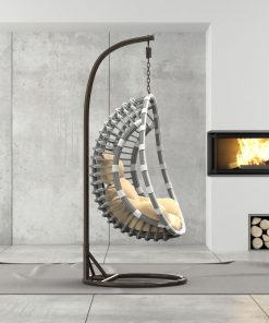Hängesessel aus Polyrattan mit Gestell