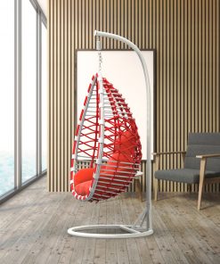 Hängesessel aus Polyrattan mit Gestell