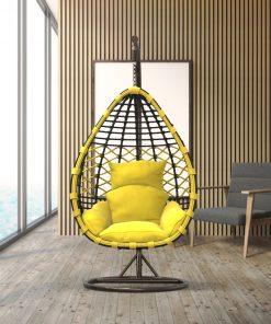 Hängesessel aus Polyrattan mit Gestell
