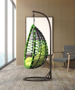 Hängesessel aus Polyrattan mit Gestell